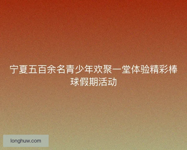 宁夏五百余名青少年欢聚一堂体验精彩棒球假期活动